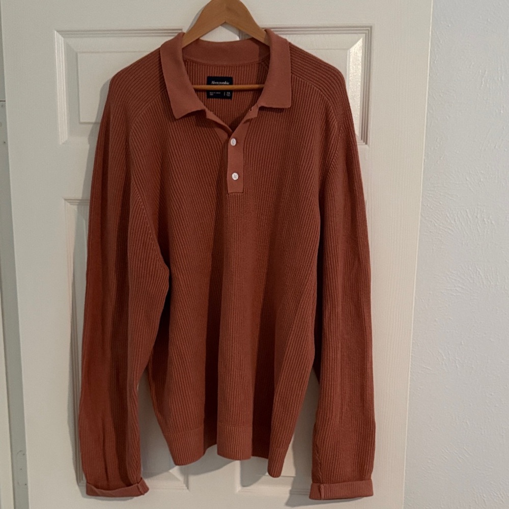 Abercrombie & Fitch Men's Terracotta Polo Shirt